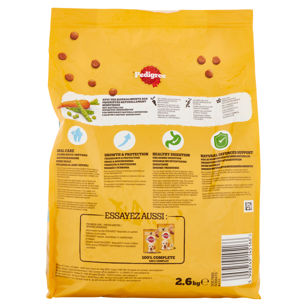 Pedigree Cibo Secco Cane Junior Pollame Verdure 2.6Kg