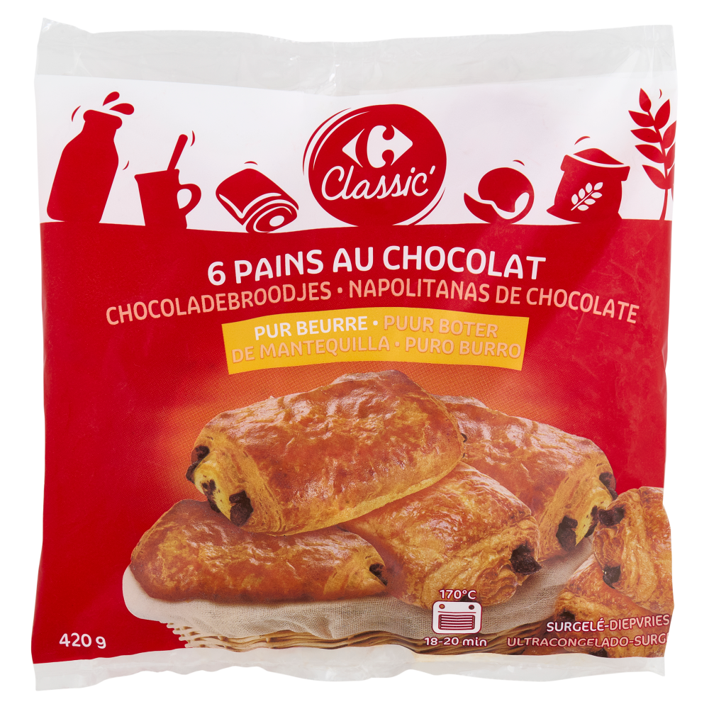 Carrefour Classic 6 Pains au Chocolat Surgelato 420 g