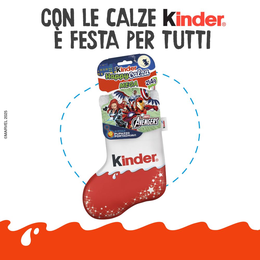 Kinder Happy Calza Mega Marvel Avengers 7 pezzi 214 g