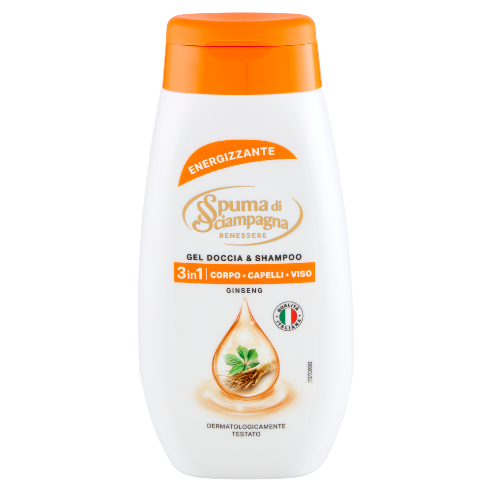 Spuma di Sciampagna Benessere Gel Doccia & Shampoo Energizzante Ginseng 250 ml