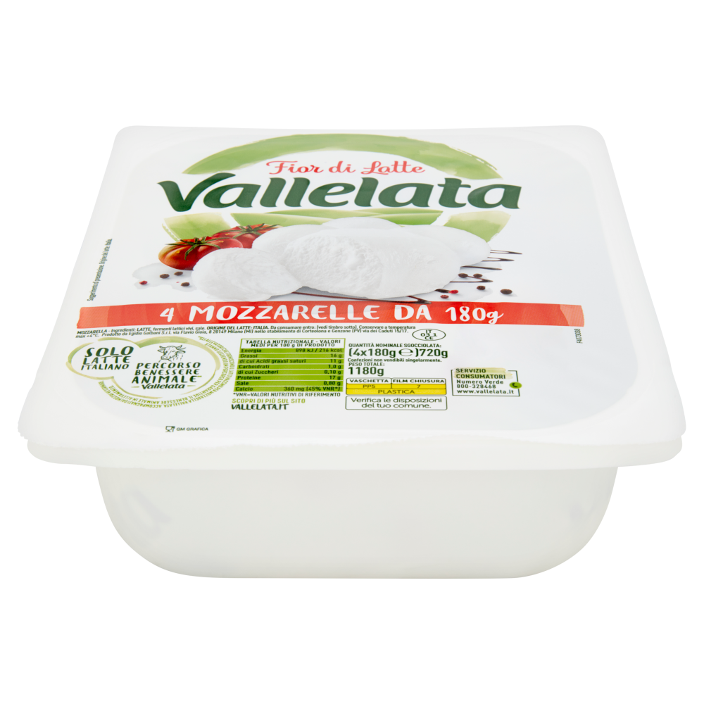 Vallelata Fior di Latte 4 Mozzarelle 4 x 180 g