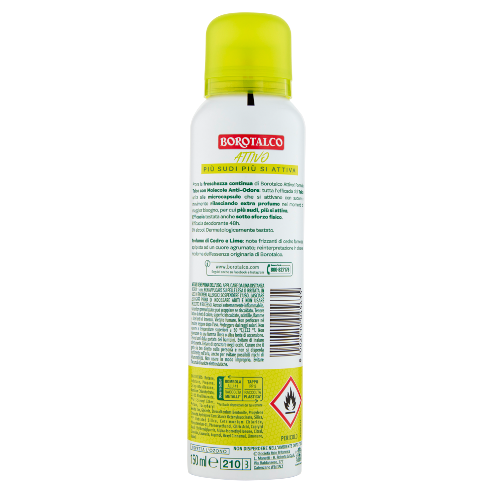 Borotalco Attivo Profumo di Cedro e Lime Deo Spray 150 ml