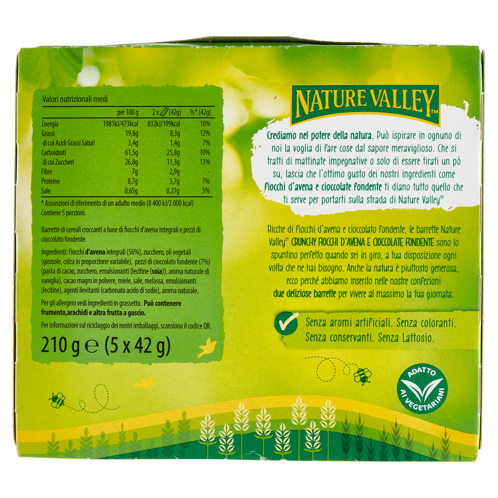 Nature Valley Crunchy Fiocchi d'Avena con Cioccolato Fondente 5 x 42 g