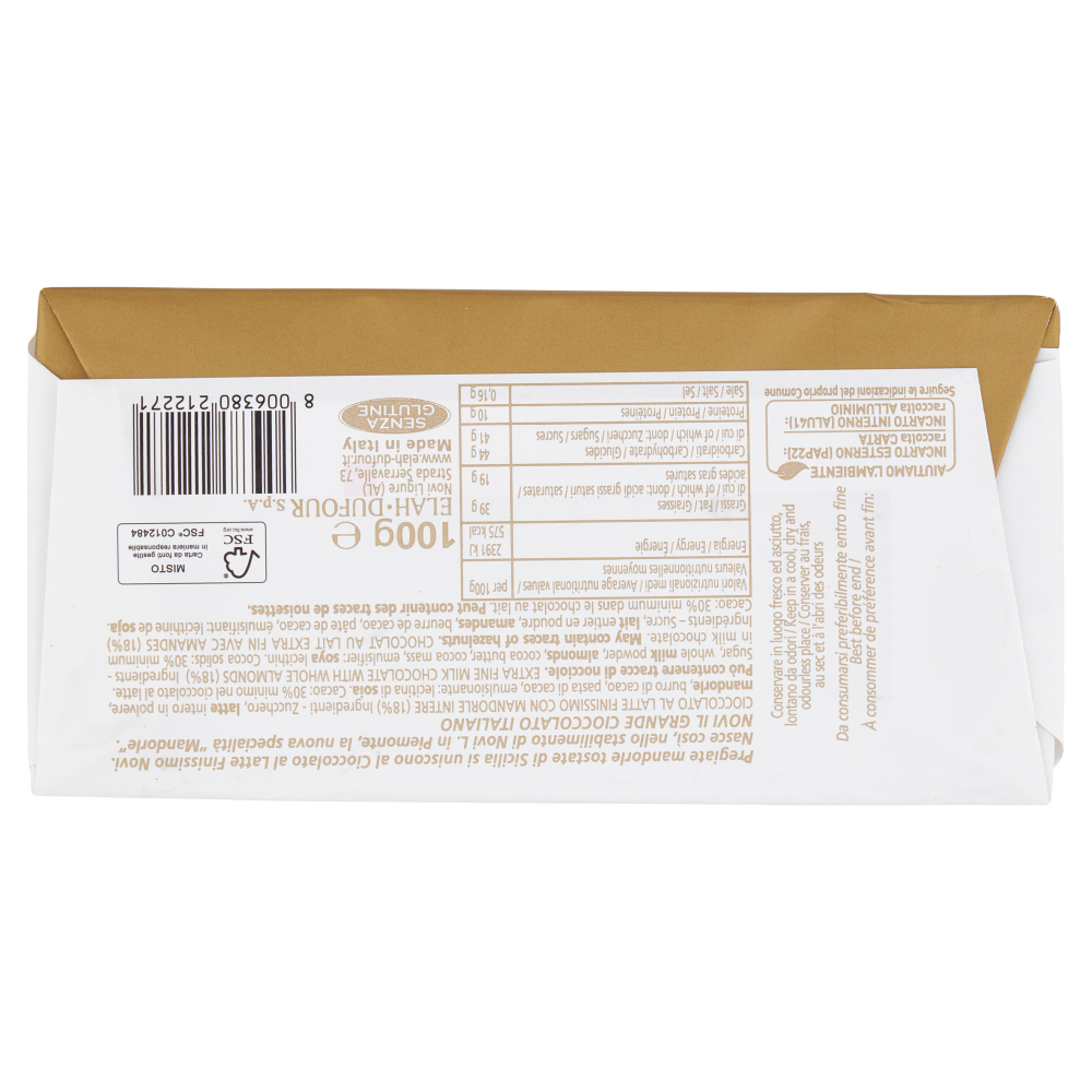 Novi Mandorle Intere Cioccolato al Latte Finissimo con Mandorle Intere di Sicilia 100 g