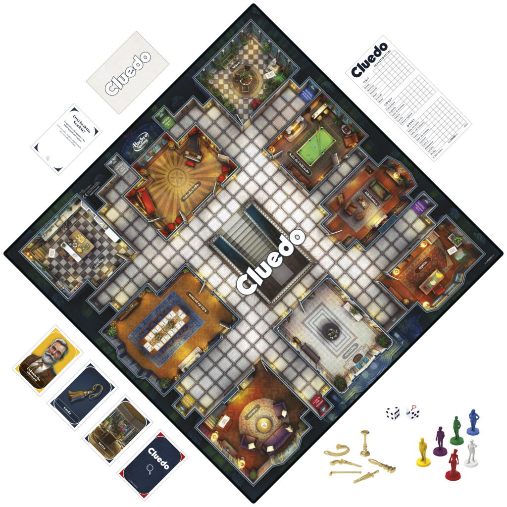 Cluedo Classico Refresh, gioco in scatola, gioco rivisitato per 2-6 giocatori, giochi di mistero giochi investigativi, giochi per la famiglia per bambini e adulti
