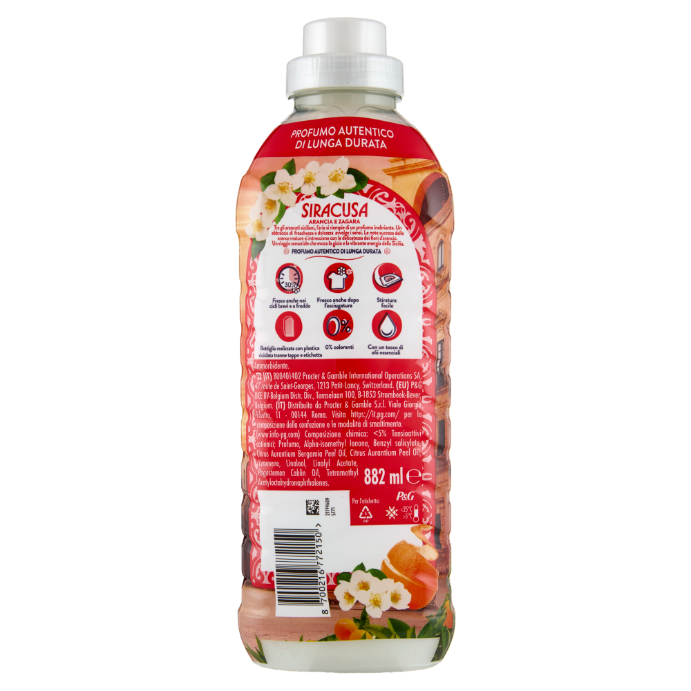 Lenor Essenze D'Italia Siracusa Ammorbidente Concentrato Arancia e Zagara, 42 Lavaggi 882 ml