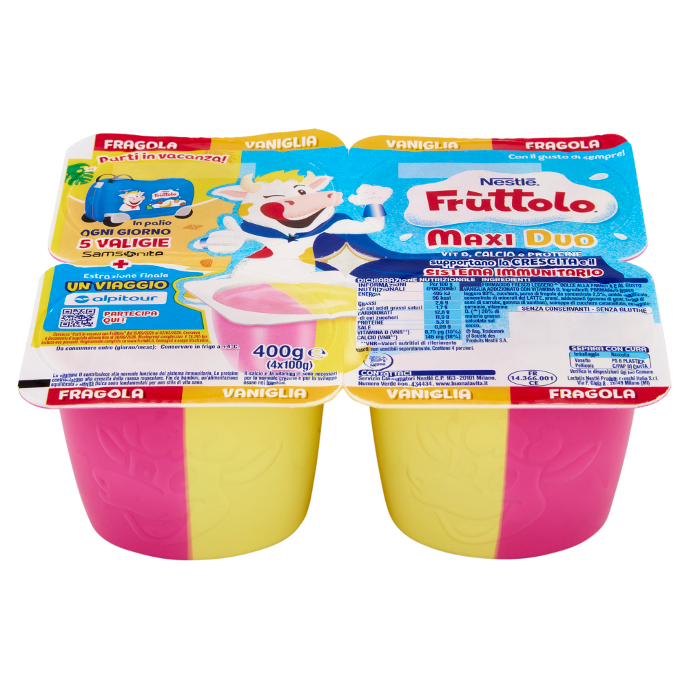 NESTLÉ FRUTTOLO Maxi Duo Fragola - Vaniglia 4x100g