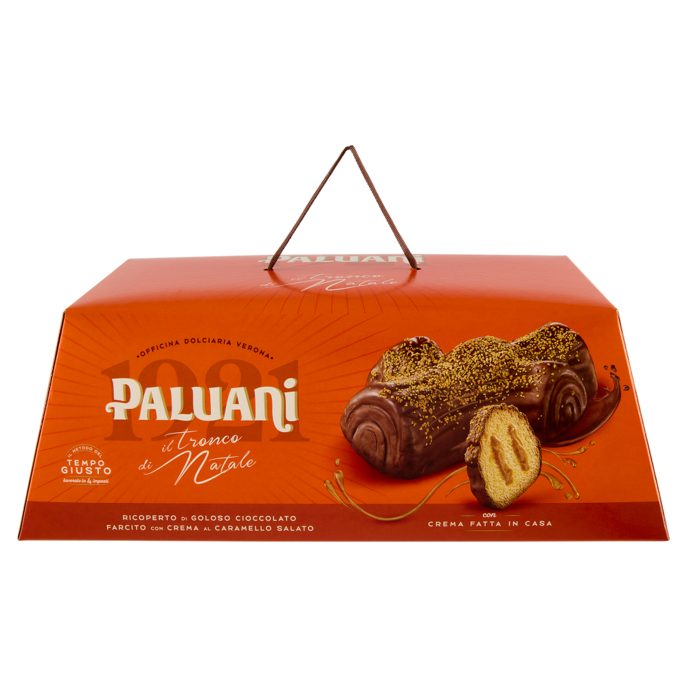 Paluani il Tronco di Natale Ricoperto di Cioccolato Farcito con Crema al Caramello Salato 750 g