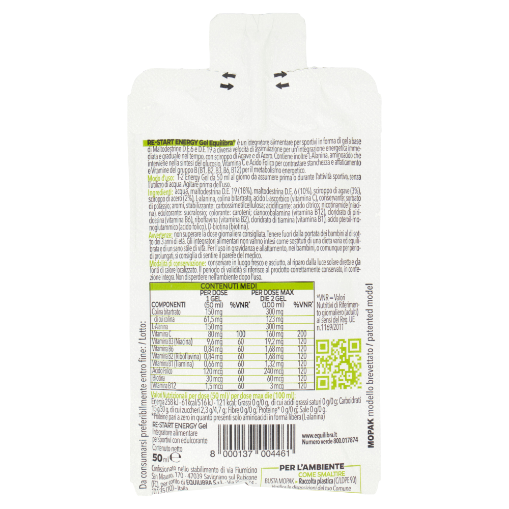 equilibra Sport Re-Start Energy Gel 50 ml
