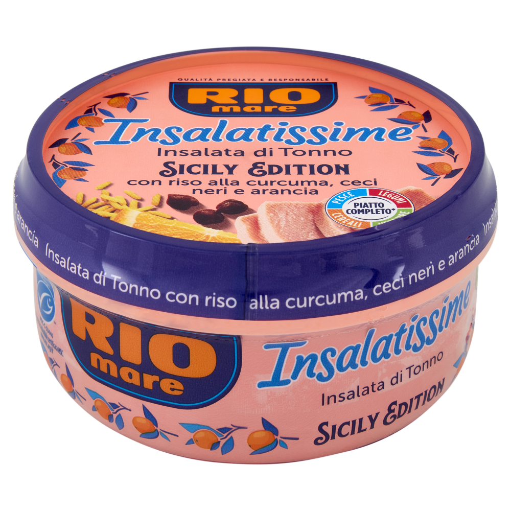Rio mare Insalatissime Insalata di Tonno Sicily Edition con riso alla curcuma,ceci neri,arancia 200g