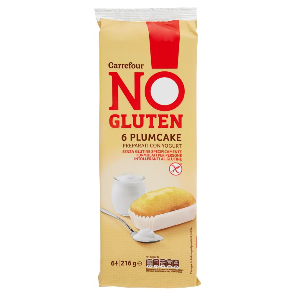 Carrefour No Gluten 6 Plumcake Preparati con Yogurt 6 x 36 g