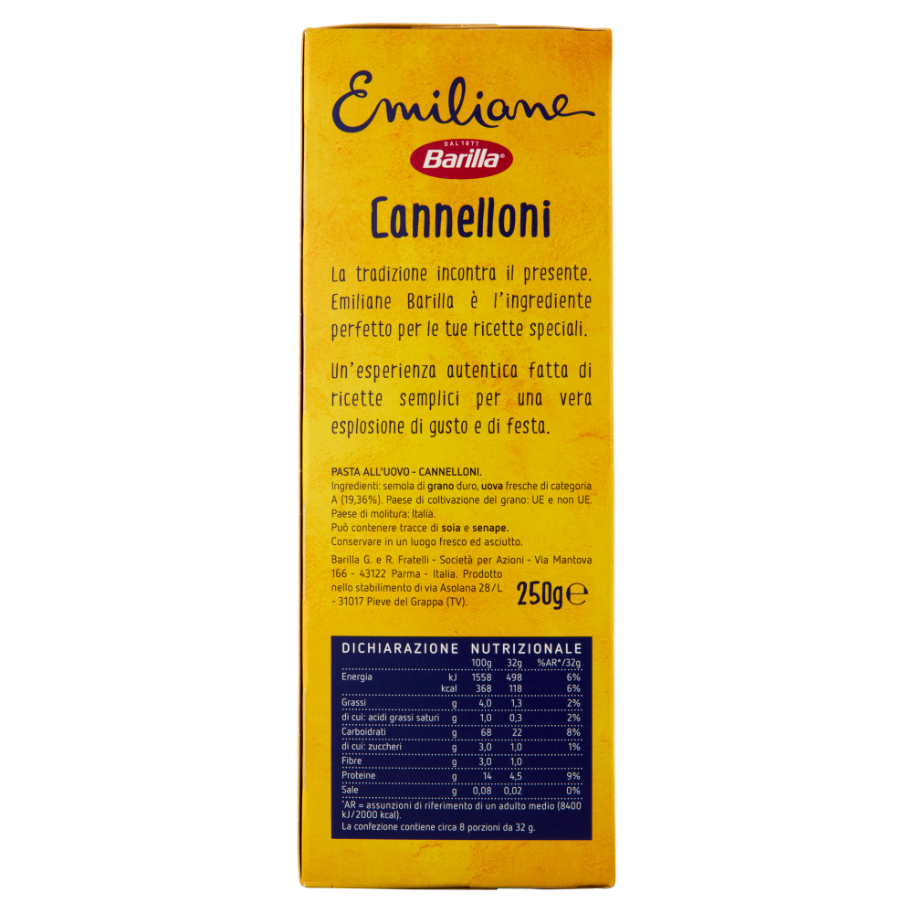 Barilla Emiliane Cannelloni Pasta all'Uovo 250 g