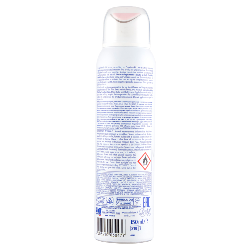 Nidra Deolatte Delicato con Proteine del Latte e Latte di Mandorla Deodorante Spray 150 mL