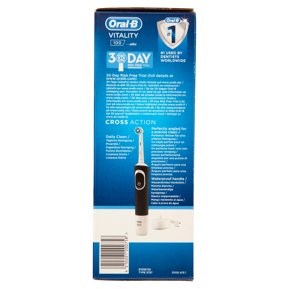 Oral-B Spazzolino Elettrico Denti Ricaricabile Vitality 100 Cross Action Nero
