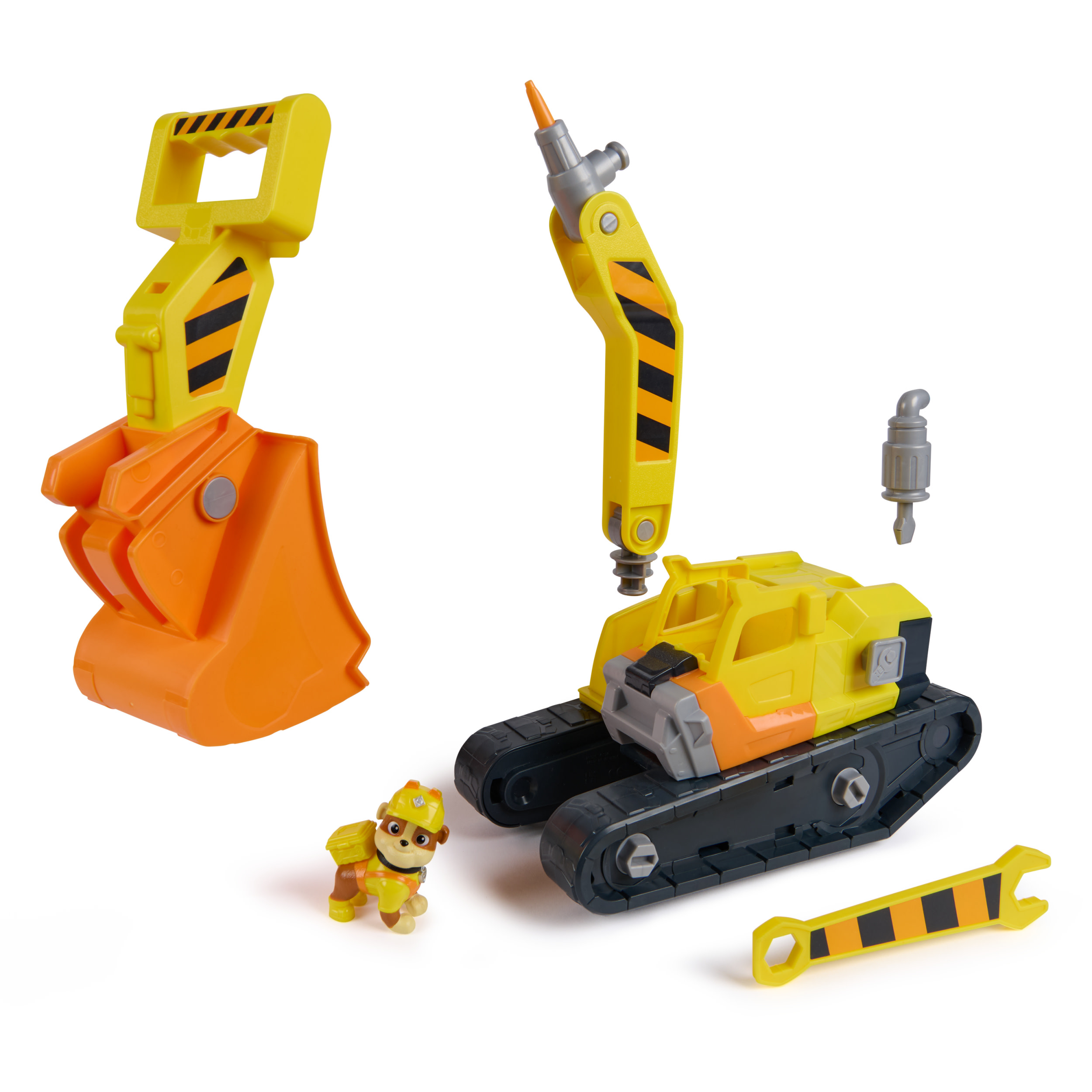 Rubble & Crew , Bulldozer di Rubble, con Attrezzi Rimovibili, Veicolo Giocattolo con Personaggio, Giocattoli di PAW Patrol per Bambini e Bambine, 3+ Anni