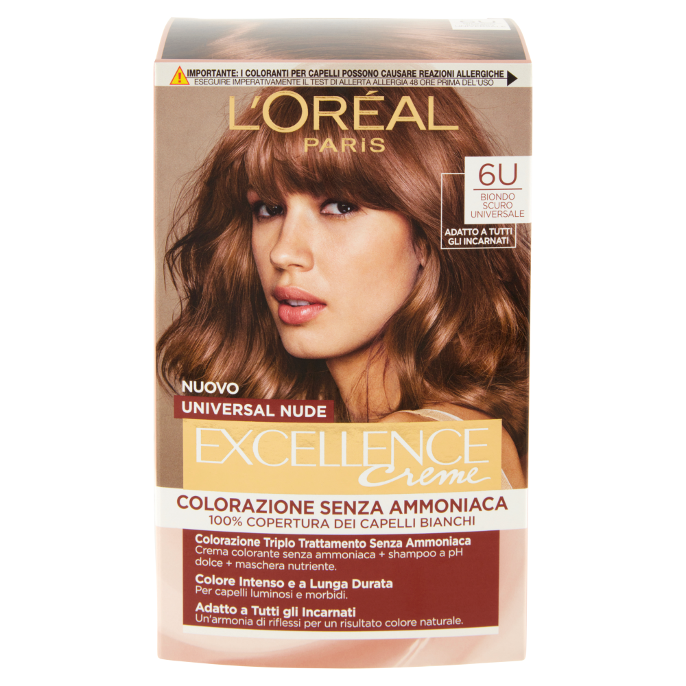L'Oreal Paris Colorazione permanente senza ammoniaca, Riflesso Universale, Biondo Scuro 6U