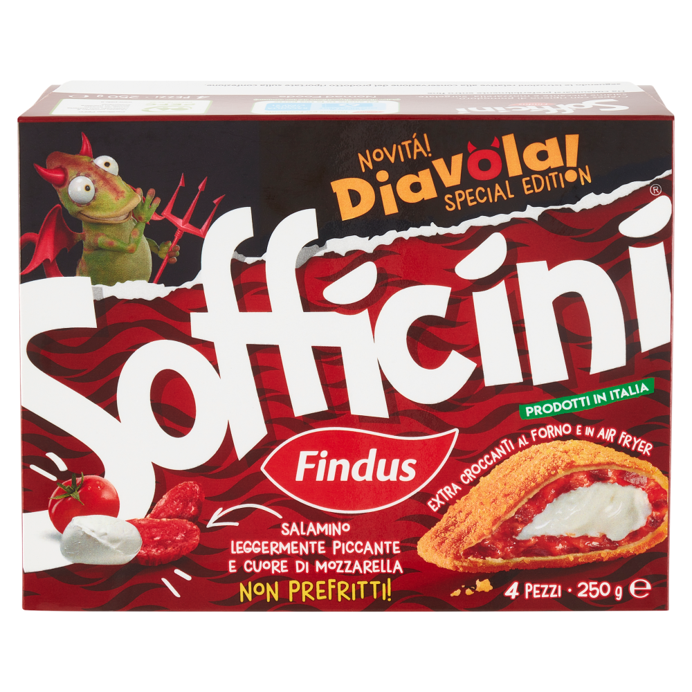 Sofficini Findus 4 Sofficini Diavola con Salamino Leggermente Piccante e cuore di Mozzarella 250 g