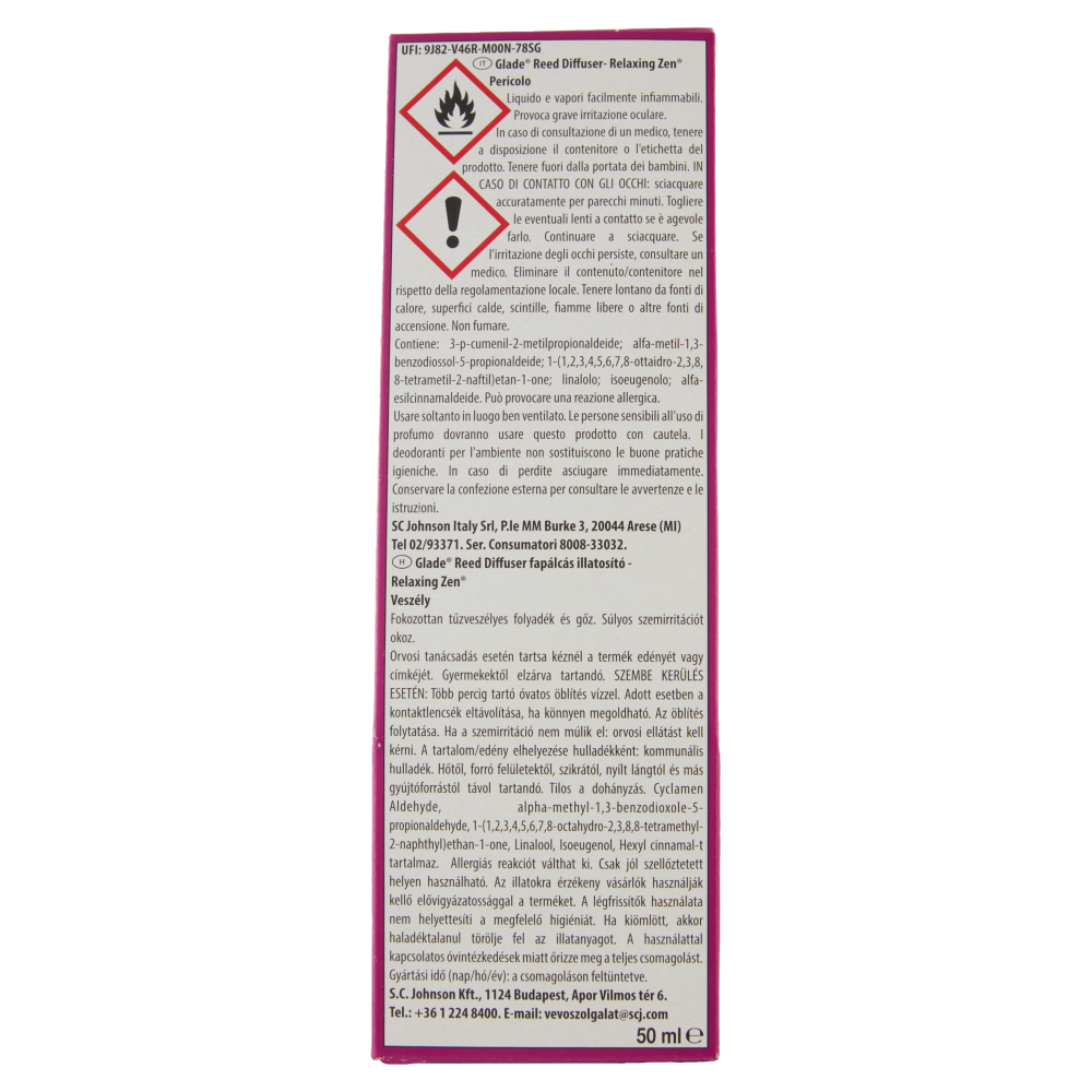 Glade Diffusore a Bastoncini, Fragranza Relaxing Zen 50 ml