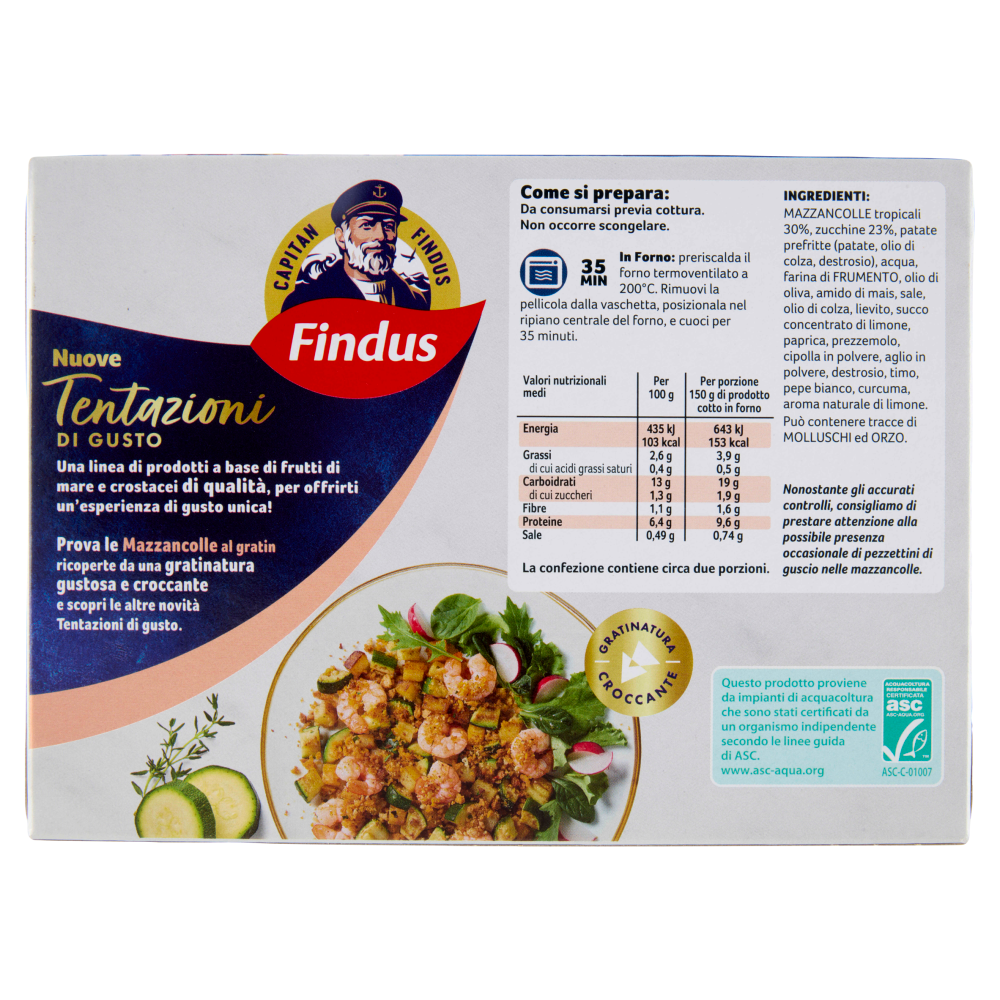 Capitan Findus Tentazioni di Gusto Mazzancolle al Gratin 300 g