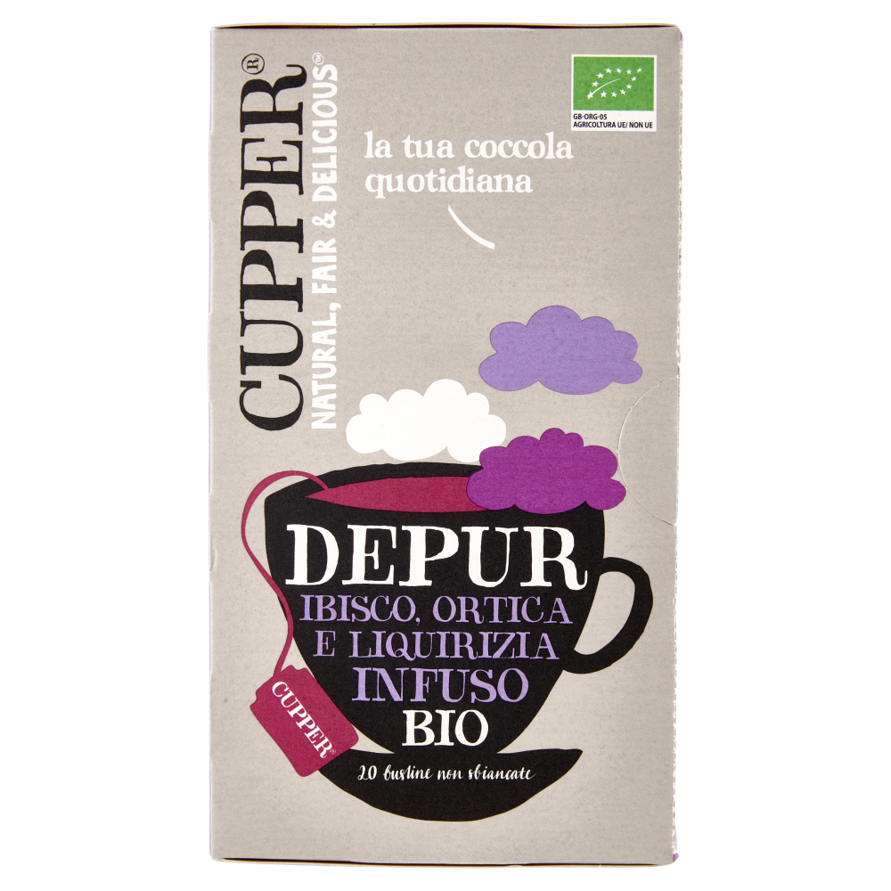 CUPPER Depur Infuso Biologico con Ibisco, Ortica e Liquirizia, Tisana Depurativa, 20 Bustine 40 g