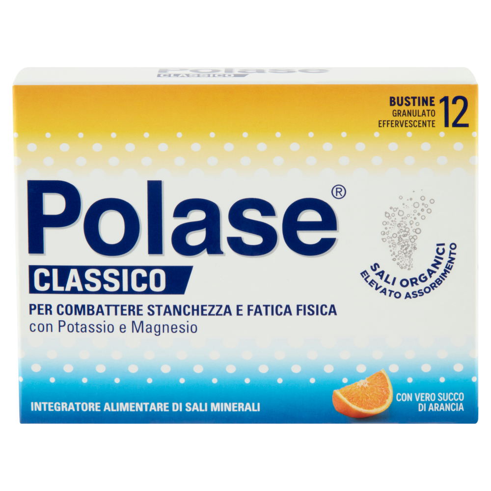 Polase integratore alimentare potassio, magnesio e sali minerali gusto arancia 12 bustine 132 g