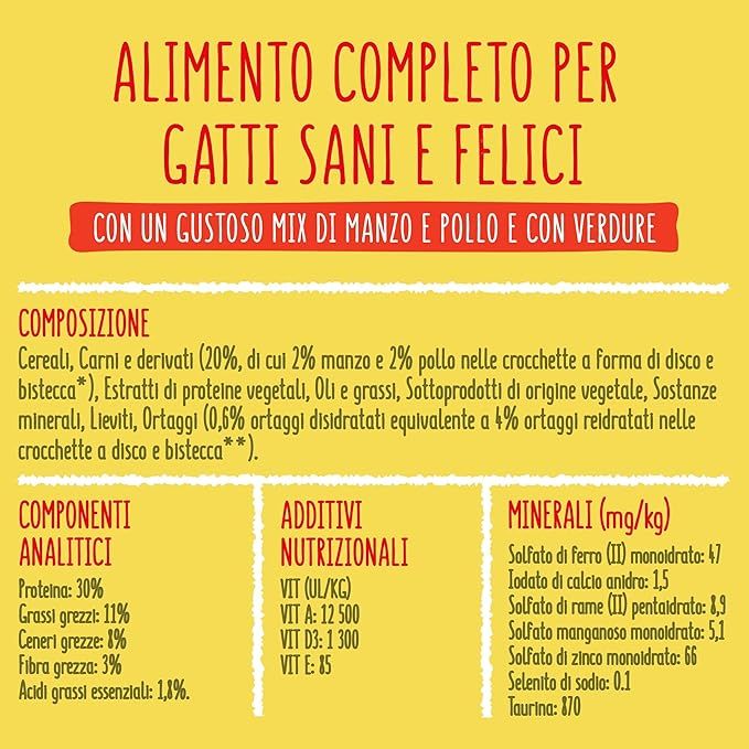 Friskies Adult Cibo Secco per gatti Adulti con Manzo, Pollo e Verdure, sacco da 4 Kg