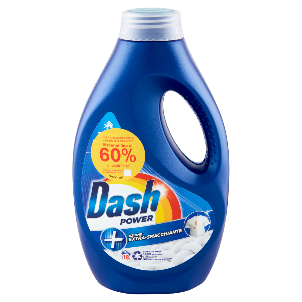 Dash Power Detersivo Liquido Lavatrice, Azione Extra-Smacchiante, 18 Lavaggi 900 ml