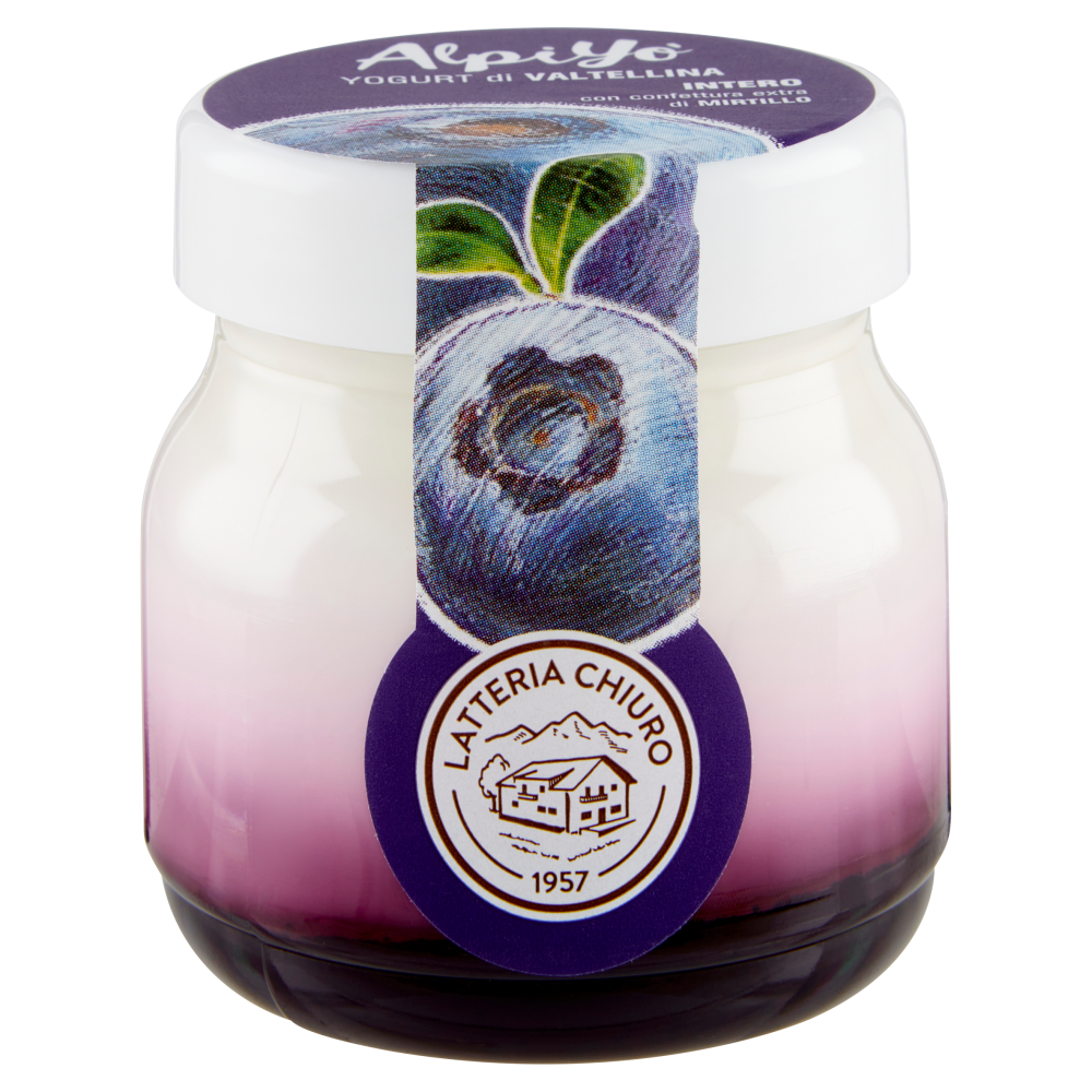 AlpiYò Yogurt di Valtellina Intero con confettura extra di Mirtillo 125 g