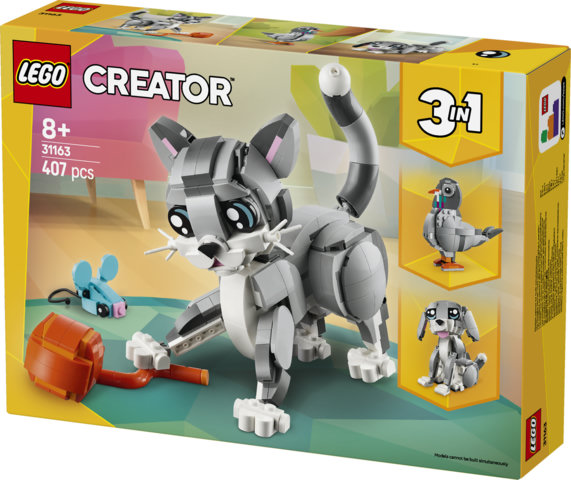 LEGO Creator 3 in 1 31163 Gatto Giocoso Giocattolo, Si Trasforma in Piccione o in Cane, Regalo per Bambini e Bambine 8+ Anni
