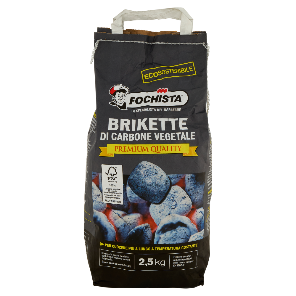 Fochista Brikette di Carbone Vegetale Premium Quality 2,5 kg
