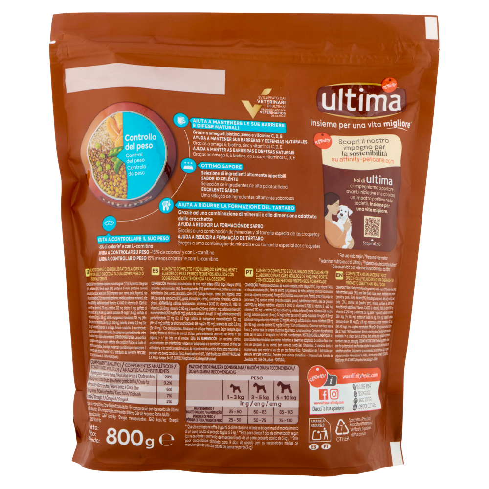 ultima Dog Taglia Piccola <10kg Light con Pollo 800 g