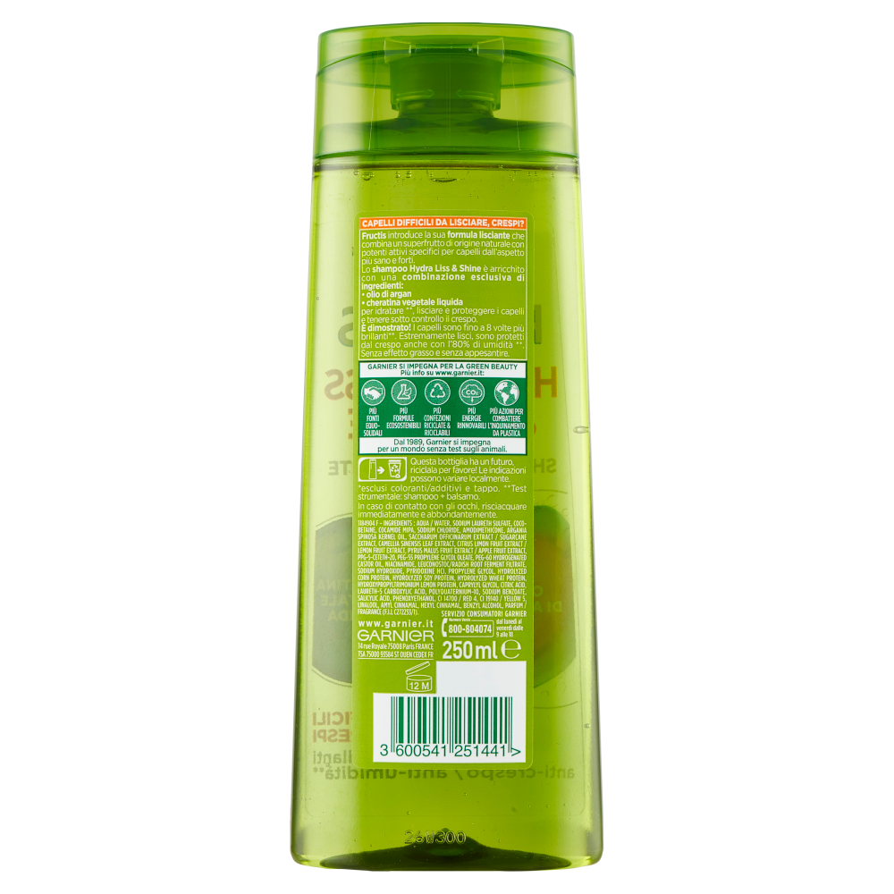 Garnier Fructis Shampoo Hydra Liss&Shine con aminocheratina e olio d