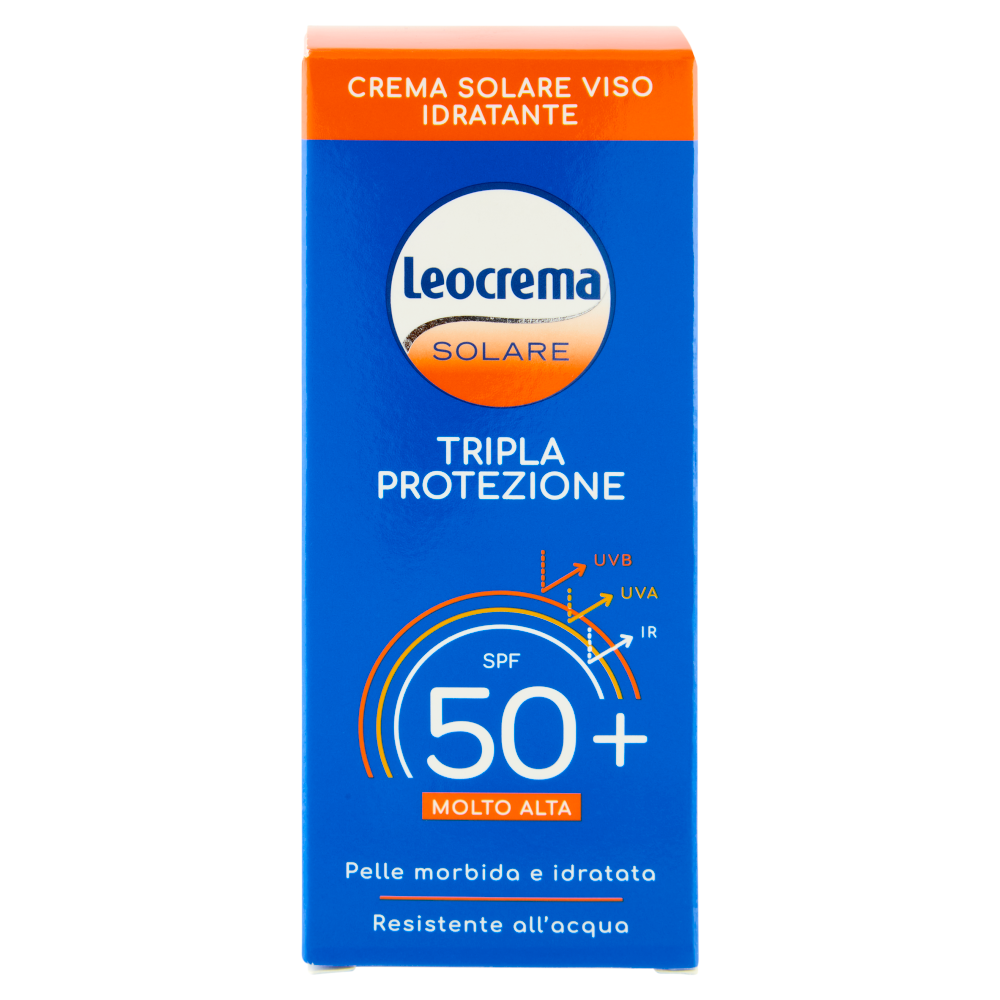 Leocrema Solare Tripla Protezione SPF 50+ Molto Alta Crema Solare Viso Idratante 50 ml