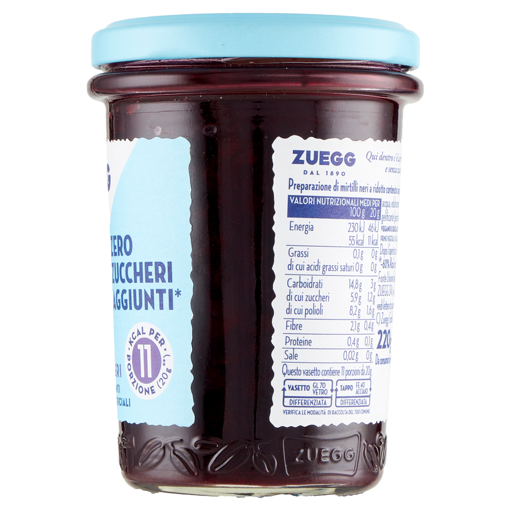 Zuegg Zero Zuccheri Aggiunti* Mirtilli Neri 220 g