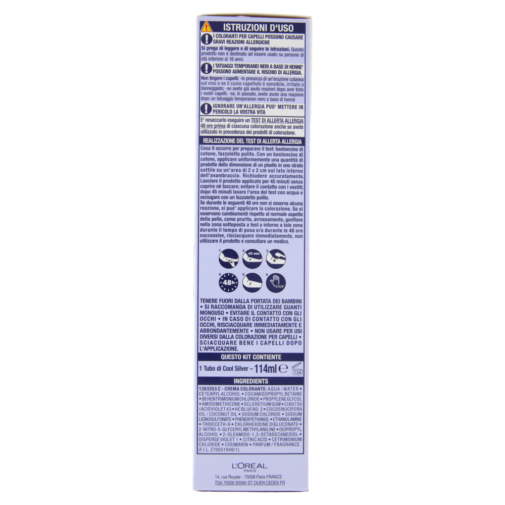 L'Or&eacute;al Paris Cool Silver Bianco Puro Trattamento Ravvivante, per Capelli Bianchi, 114 ml