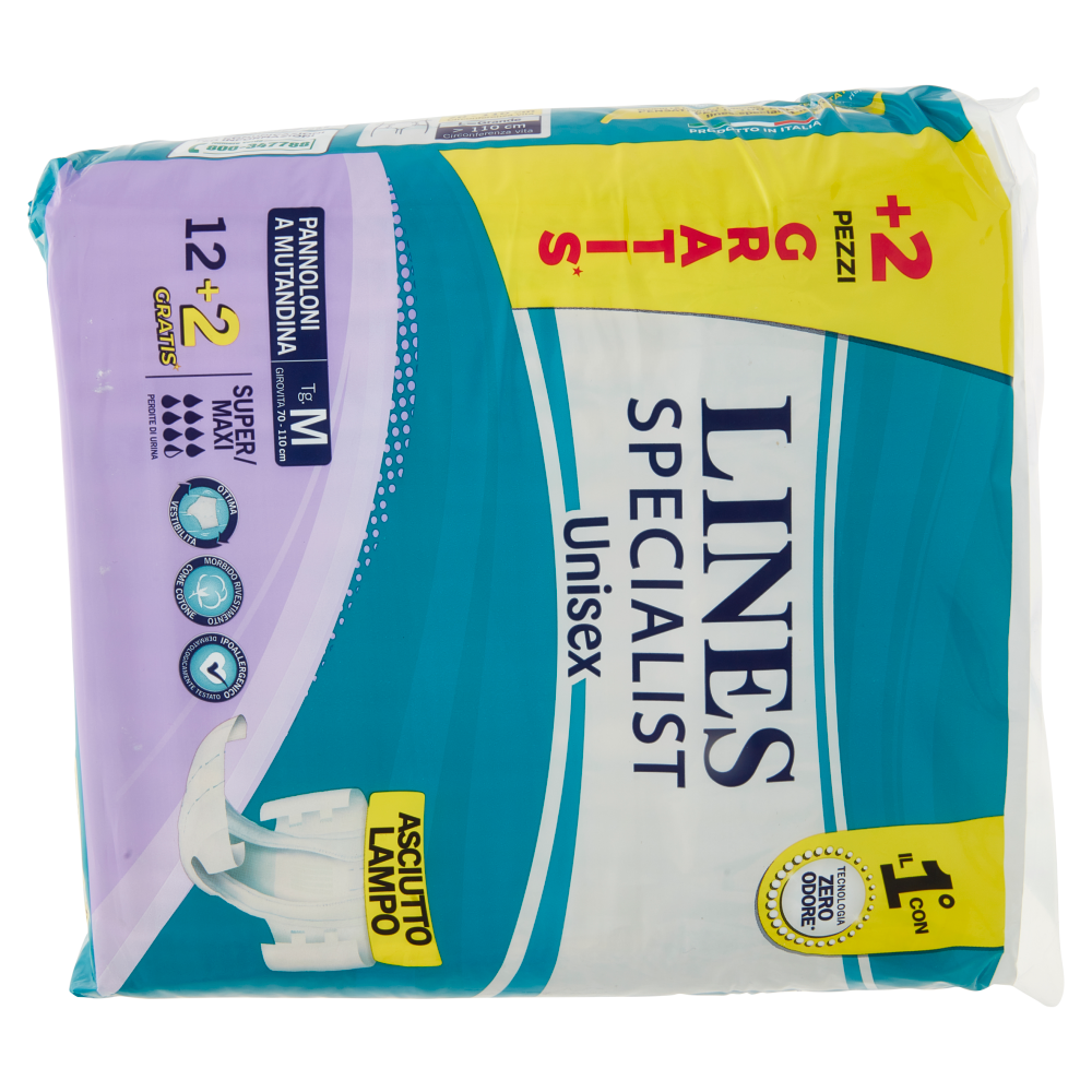 Lines Specialist Unisex Pannoloni a Mutandina Tg. M Super/Maxi 12+2 pz