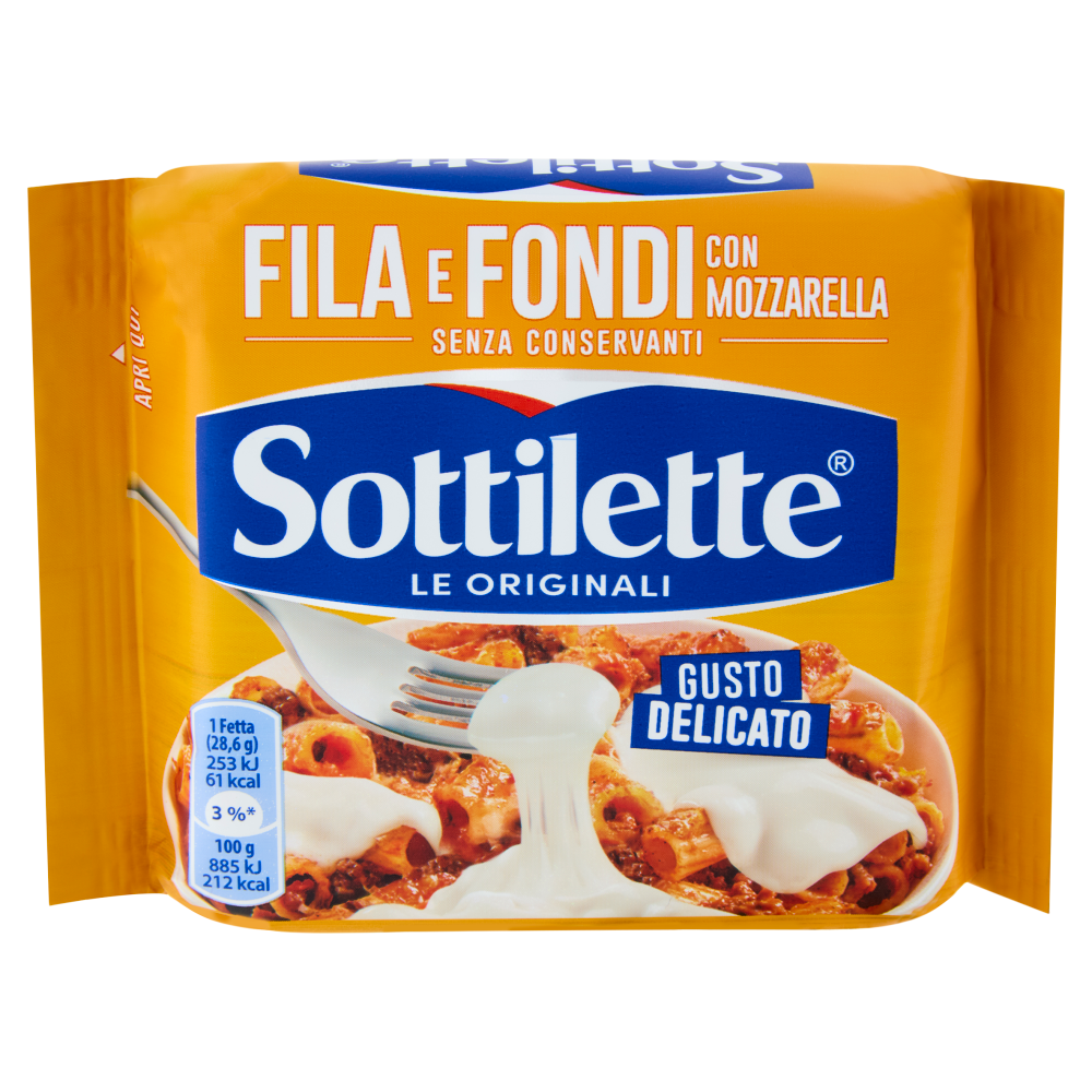 Sottilette Fila e Fondi con mozzarella - formaggio fuso a fette - 200 g