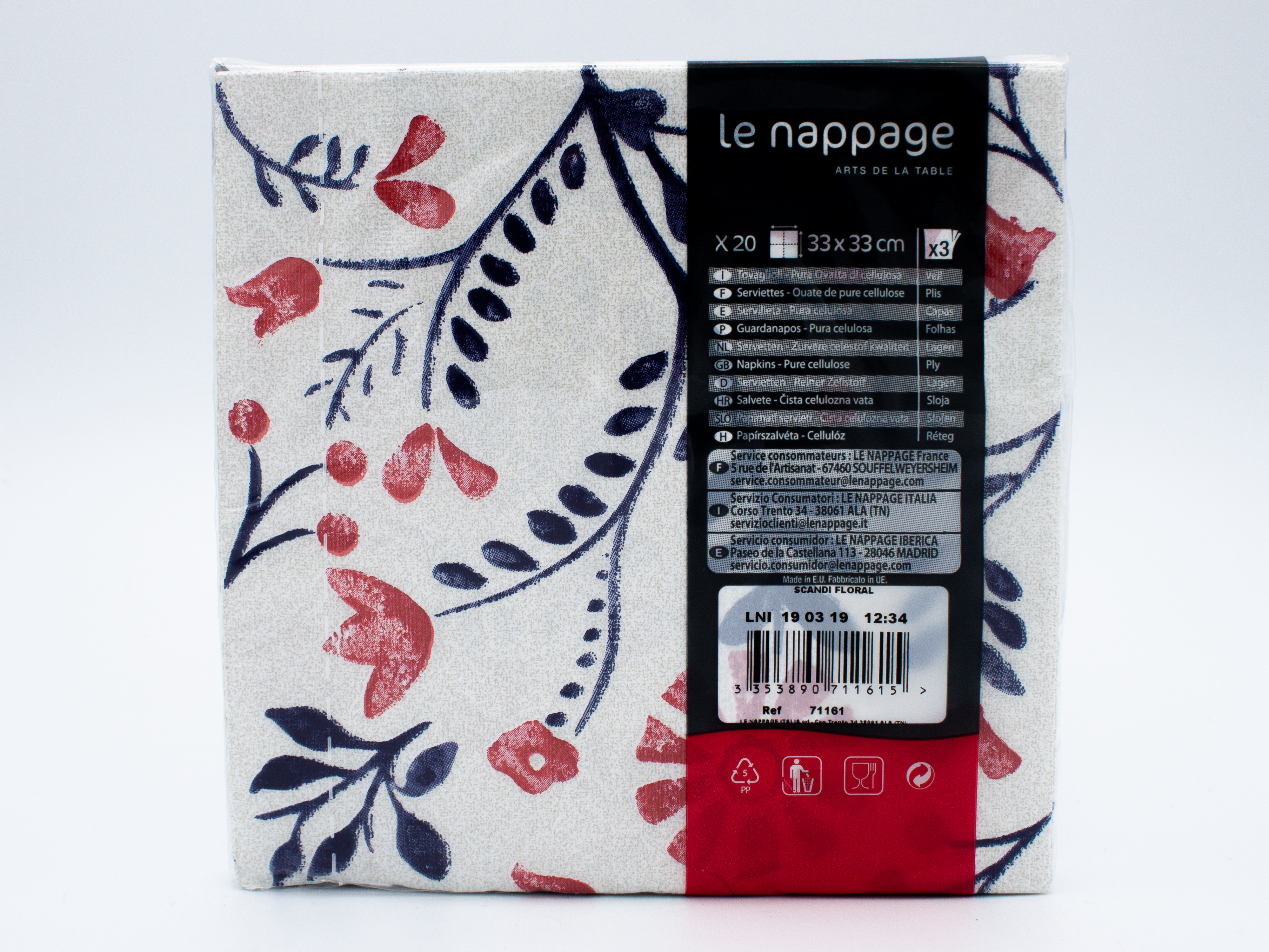 20 tovaglioli 33x33 3 veli Scandi Floral