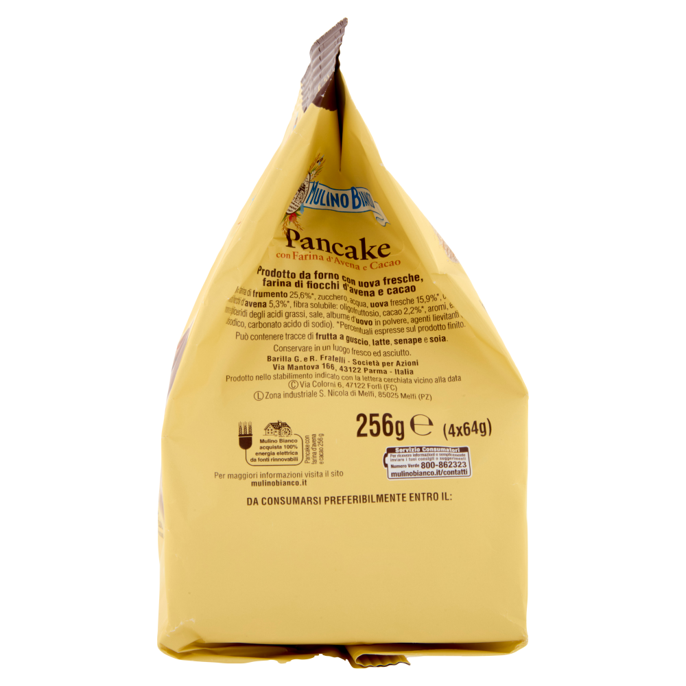 Mulino Bianco Pancake con Farina d'Avena e Cacao Colazione 8 Porzioni 256g