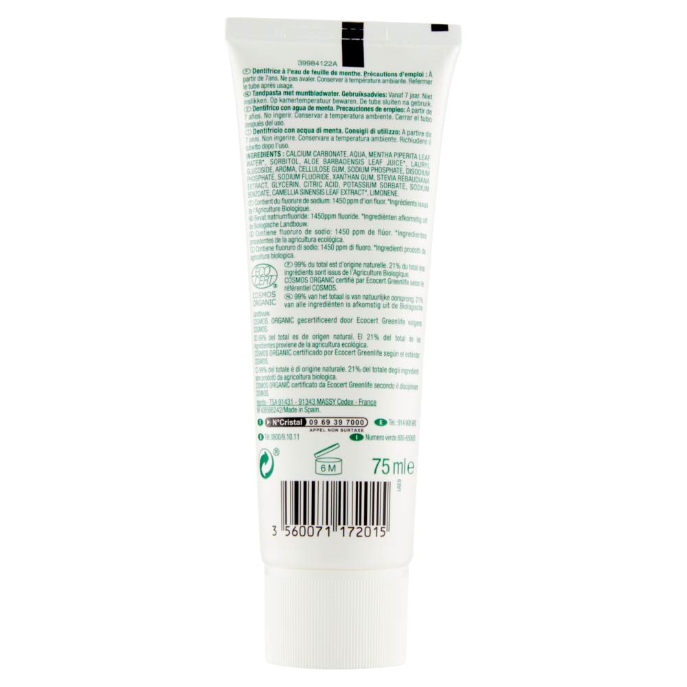 Carrefour Bio Soft Dentifricio Freschezza con Acqua di Menta 75 ml