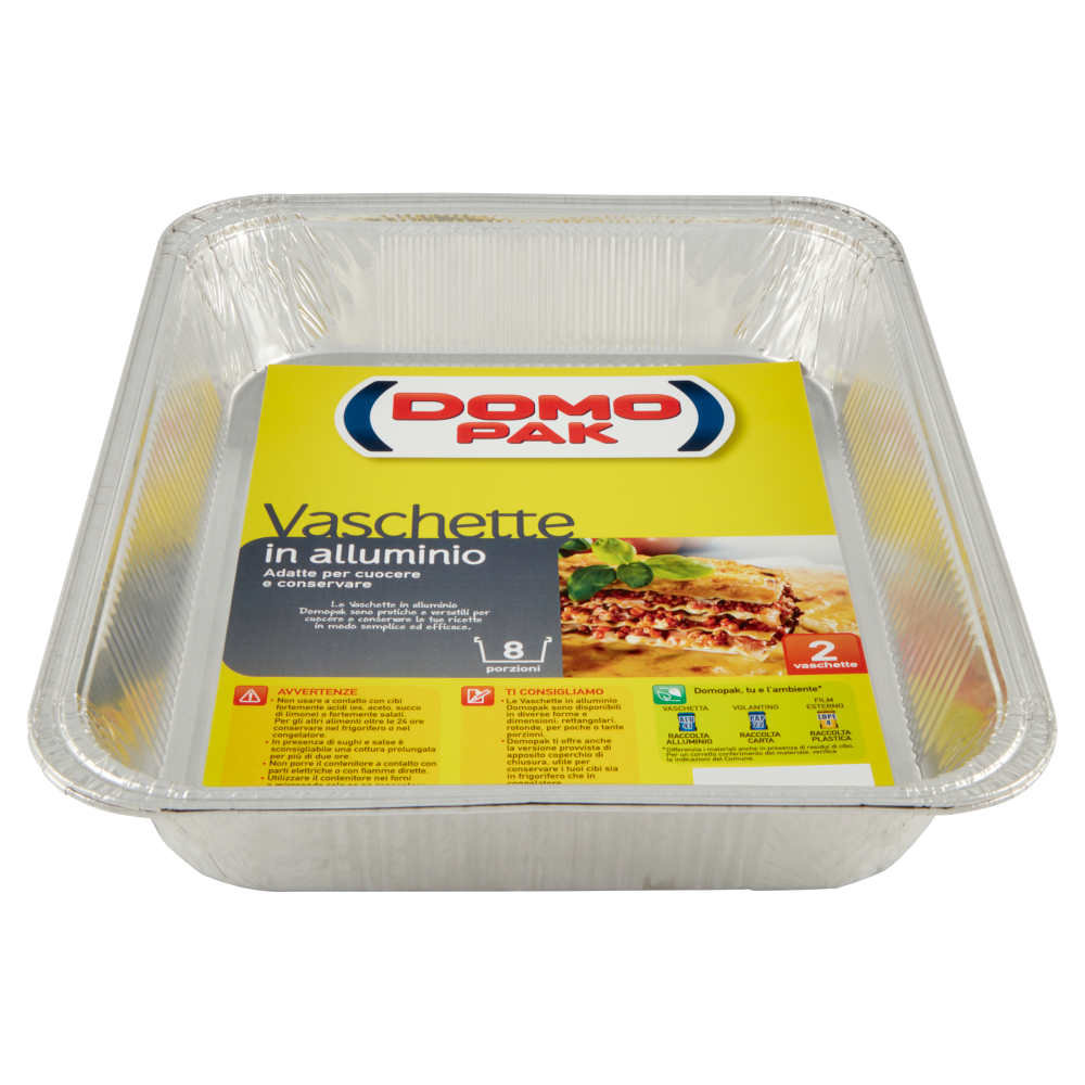 Domopak Vaschette in alluminio 8 porzioni 2 pz
