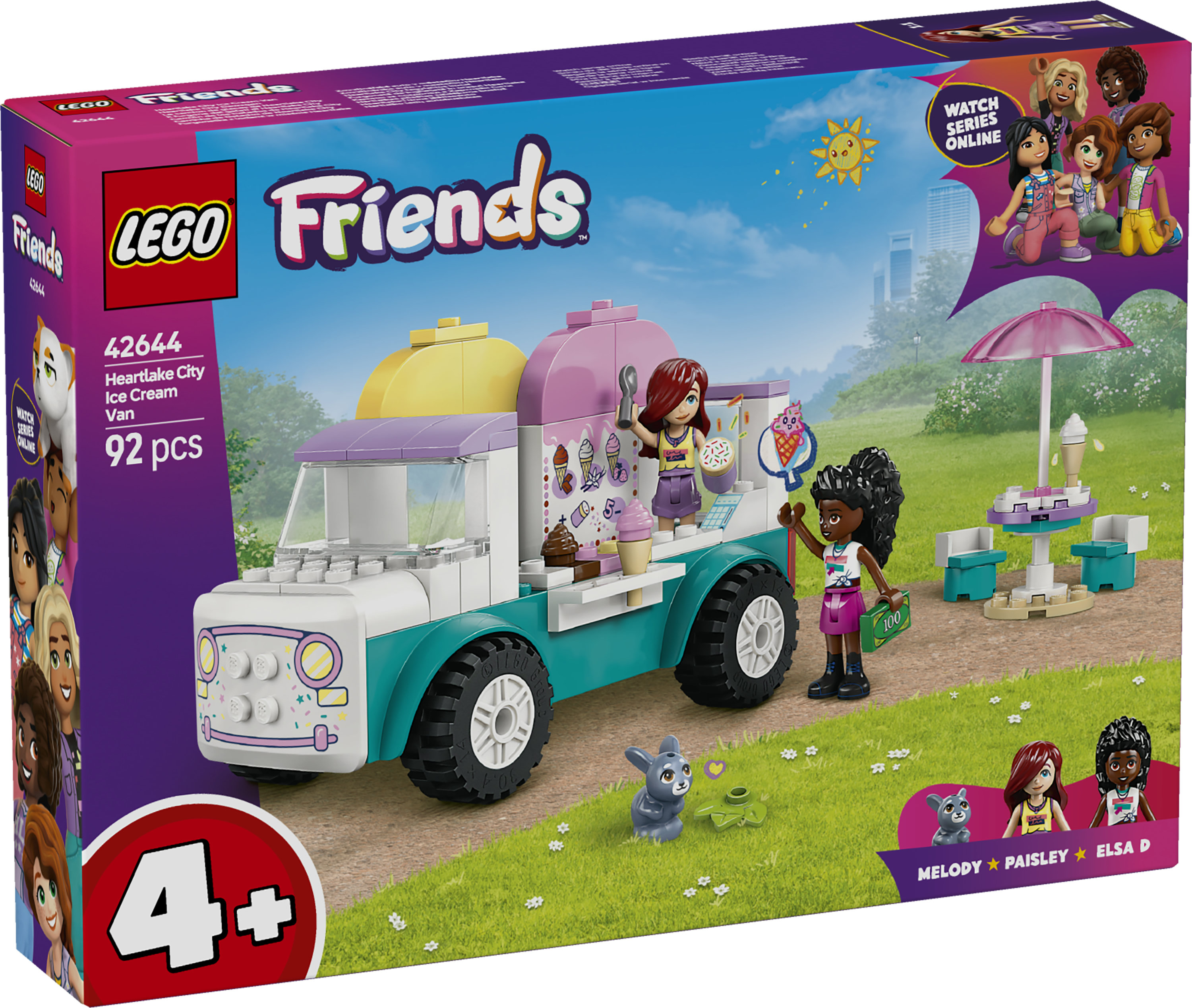 LEGO Friends 42644 Il Furgone dei Gelati di Heartlake City, Giochi Didattici Bambine 4+, Camion Giocattolo, Cibo e Accessori