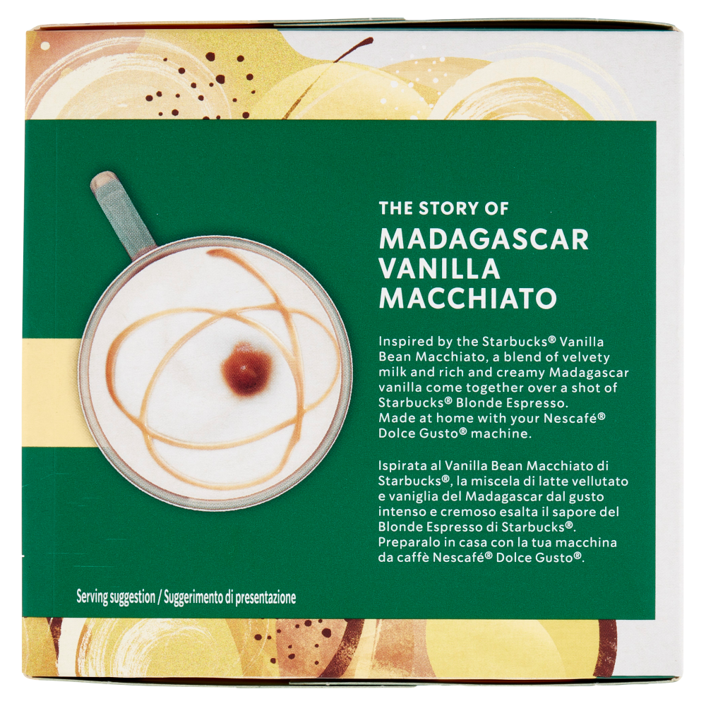 STARBUCKS Madagascar Vanilla Macchiato by Nescafé Dolce Gusto Latte Vaniglia e Caffè 12 Capsule 132g