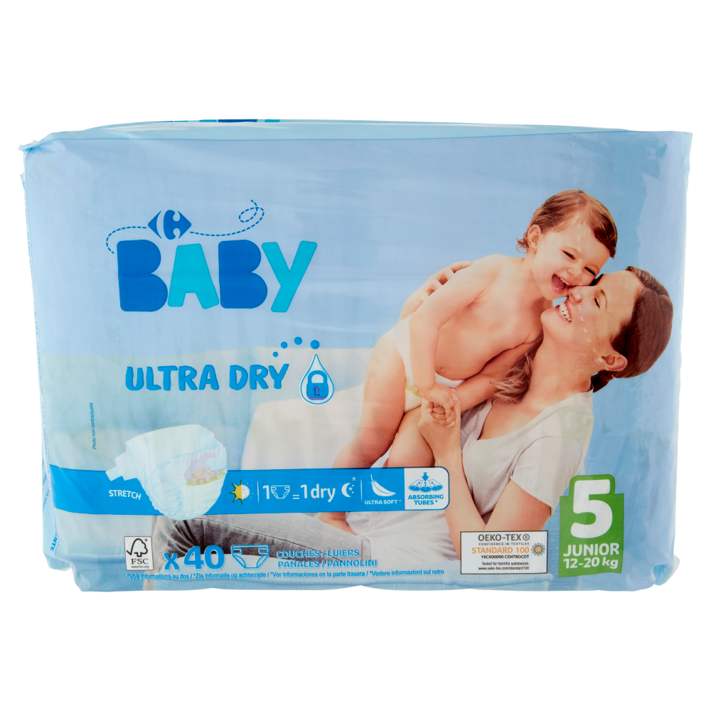 Carrefour Baby Ultra Dry Pannolini 5 Junior 12-20 kg 40 pz