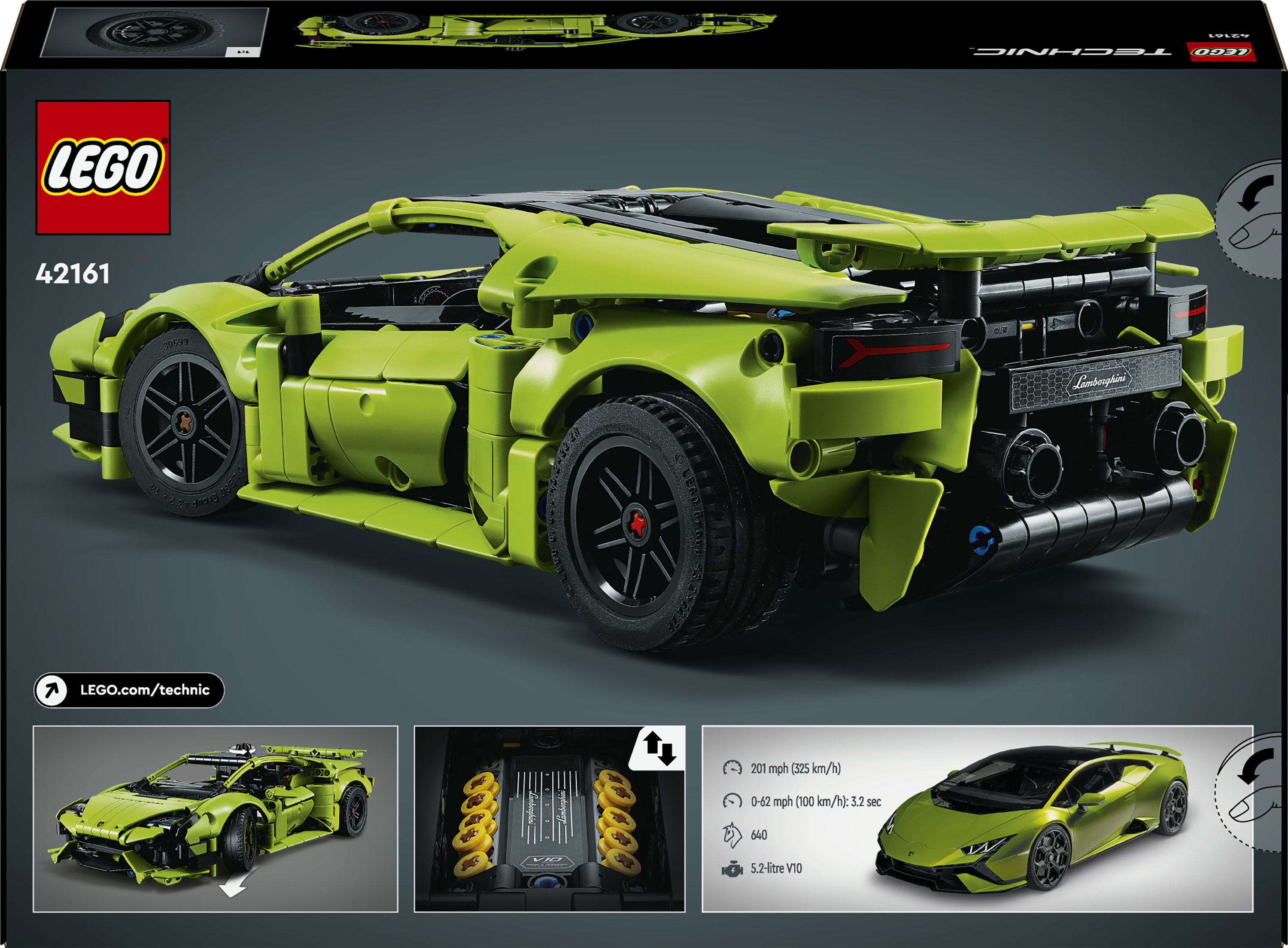 LEGO Technic 42161 Lamborghini Hurac&aacute;n Tecnica, Modellino di Auto da Costruire, Macchina Giocattolo per Bambini