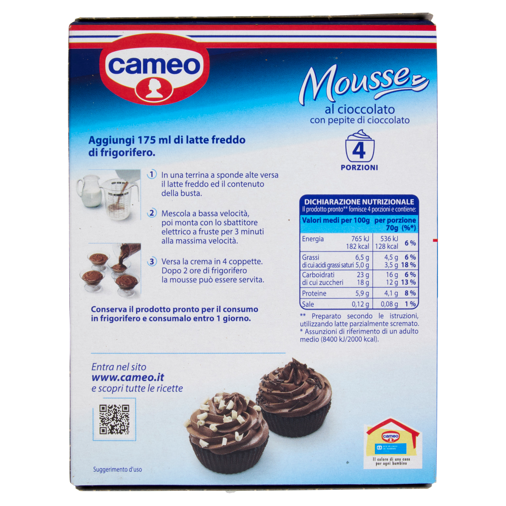cameo Preparato per Mousse al cioccolato con pepite di cioccolato 98 g