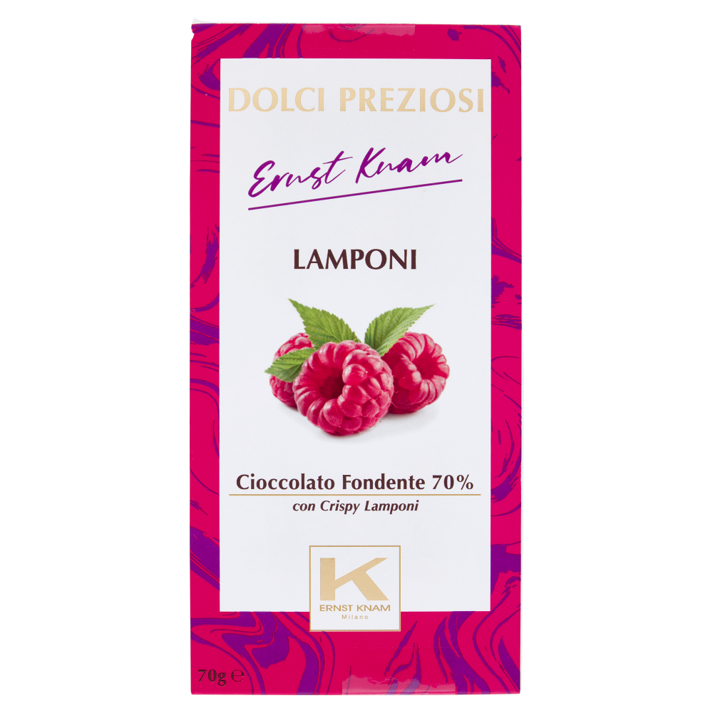 Dolci Preziosi Ernst Knam Tavoletta Cioccolato Fondente 70% con Crispy Lamponi 70g