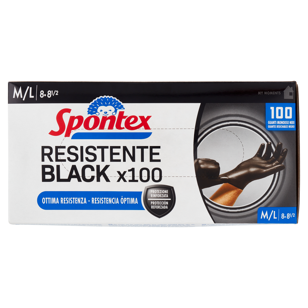 Spontex Guanti Usa&Getta Resistente Black x100 Taglia M/L