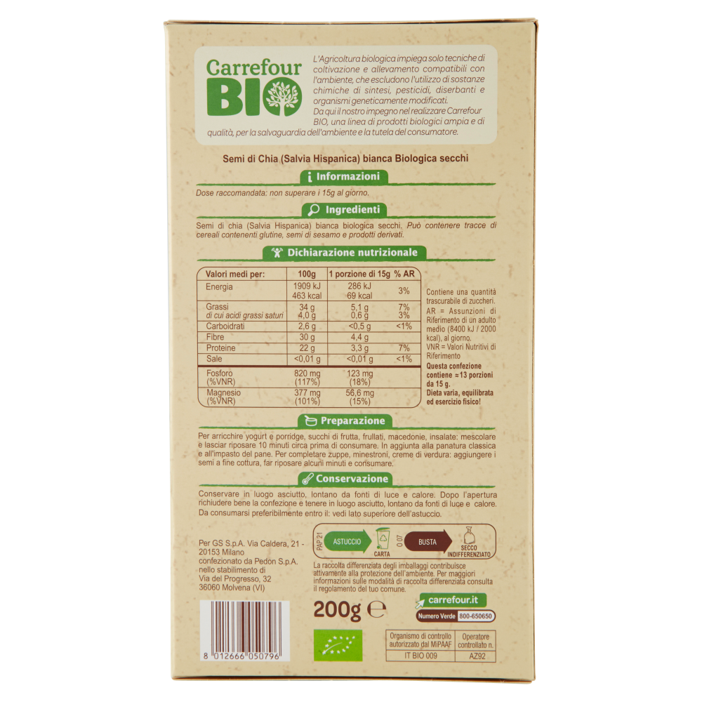 Carrefour Bio Semi di Chia Biologici 200 g