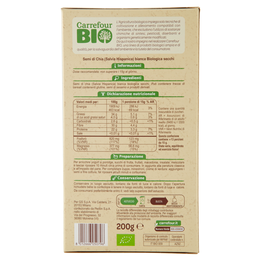Carrefour Bio Semi di Chia Bianca 200 g